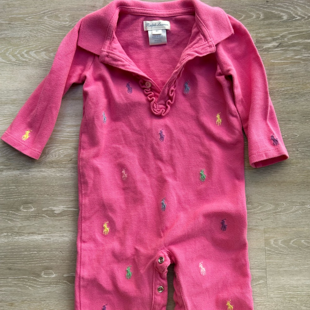 Ralph Lauren Hot Pink Logo Onesie - 6 Months